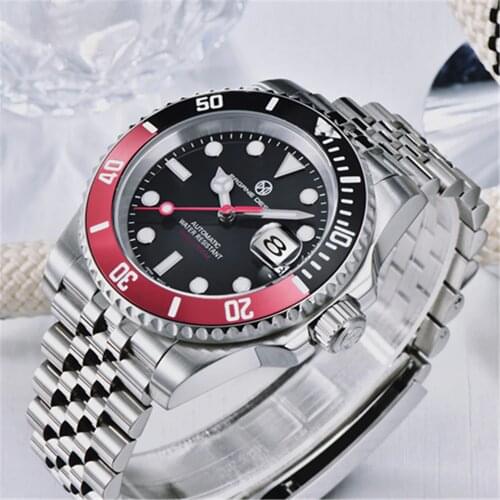 PAGRNE DESIGN 2021 New Men Watch Stainless Steel Automatic Mechanical Watch Japan NH35 Movement Automatic Date Waterproof Clock