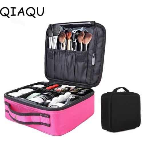Portable Makeup Case Waterproof Organizer profession Travel Makeup Brush Storage Holder with Adjustable Removable Cosmetic Bag
