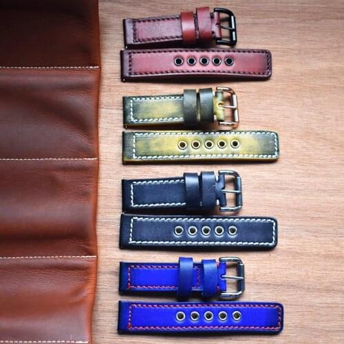 Genuine Leather Watchband 20mm 22mm 24mm for Panerai Watch Strap Stainless Buckle Wrist Strap Belt Bracelet Replacement
