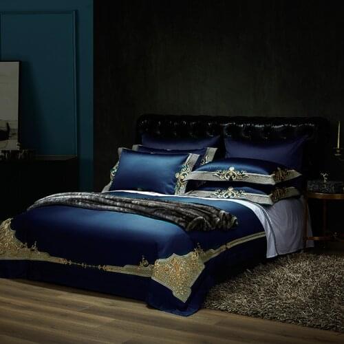 Luxurious Egyptian Cotton Bed Linen Euro Premium Simple Duvet Cover Set Solid Embroidered Bed Sheet Set Pillowcase