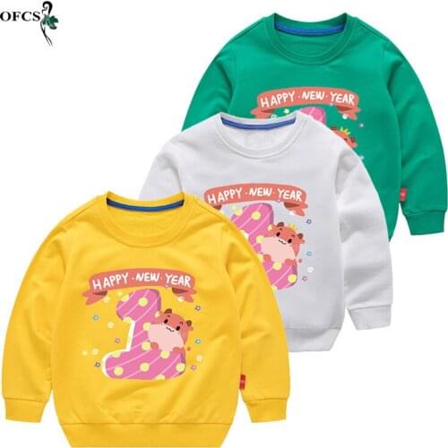 Happy New Year! Kids Sweatshirts Custom Clothes Childrens Cartoon Hoodies Toddler T-shirt For Boys Girls Hot Sportswear Pullove