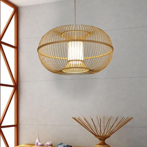 Modern Pendant Lights Handmade Bamboo Pendant lamp Round Dia 60cm Suspension Light For Dining Room Lamp Hotel Home Lighting B051