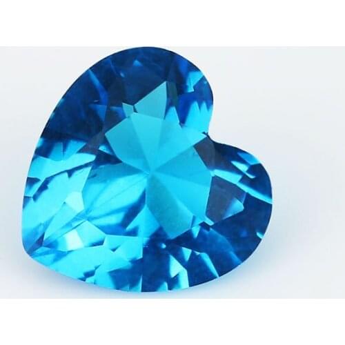 100pcs 3x3~10x10mm Heart Shape Loose Stone Dark Seablue Color Glass Synthetic Gems For Jewelry DIY Stone