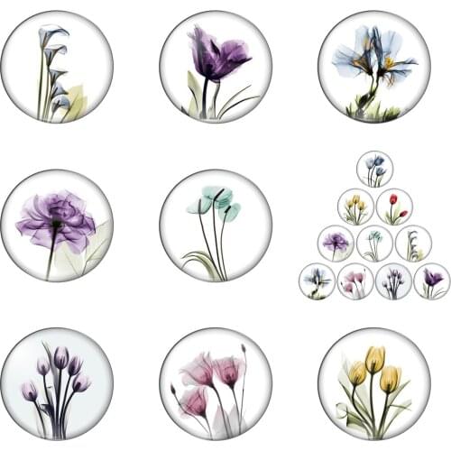Flowers Be in Bud Pretty Vitality Round Photo Glass Cabochon Demo Flat Back Making Findings Handmade DIY Accessories