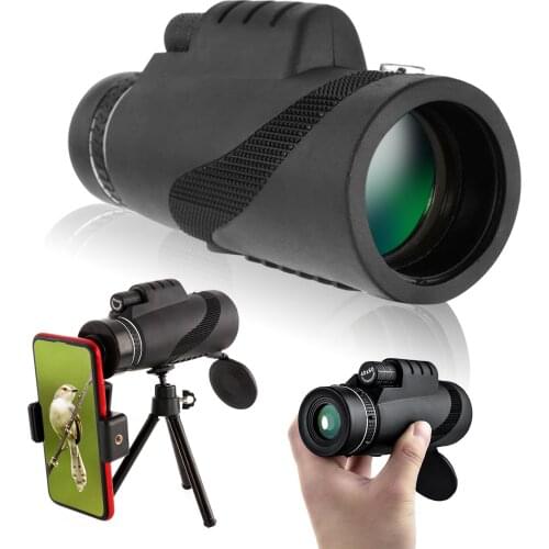 40X60 Telescope High-Definition Monocular With Phone Holder Tripod Waterproof Birdwatching Hunting Hiking Camping Tool