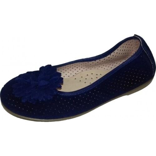 Zapy Girls bluish minced serraje ballet flats with rosette