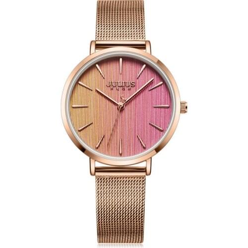 Gradient Color Womens Watch Japan Mov't Lady Hours Fine Fashion Stainless Steel Bracelet Clock Girls Cute Gift Julius Box 1198