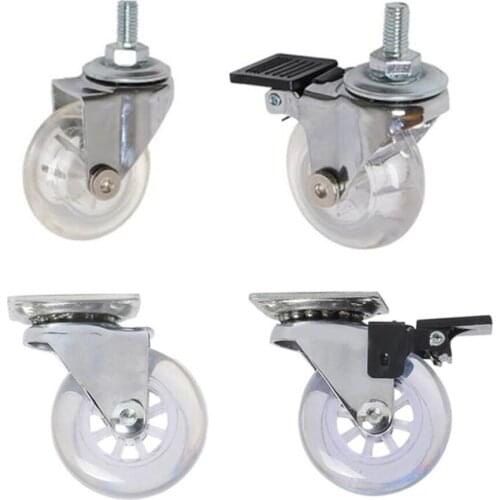2/4PCS 2/3 Inch Swivel Caster Wheels M8x15mm Threaded Stem Heavy Duty Industrial Caster No Noise PU Wheels For Carts Workbench