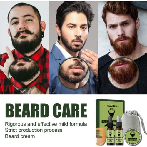 1set Mens Beard Care Four-piece Set Beard Cream+Beard Spray+Beard Oil+Beard Comb Facial Nourishing Men Mustache Growth CareTSM1