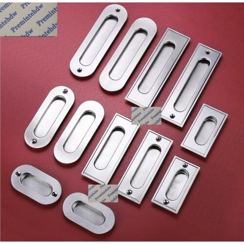10Pcs/Lot Round Rectangle Oval Stainless Steel Sliding Door Furniture Cabinet Cupboard Closet Recessed Flush Finger Pull Knob