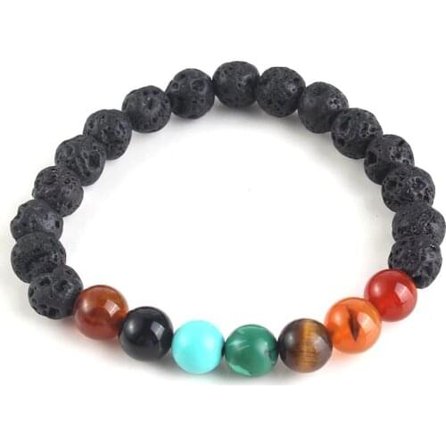 100-Unique 1 Pcs Fashion Natural Lava Round Shape Beads Stone Chakra Healing Bracelets Charm Jewelry 8mm
