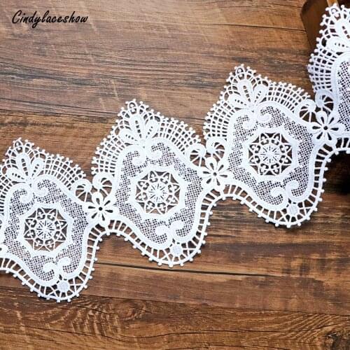 2 Yards 14.5cm Width Vintage White Wide Lace Trim Ribbon Tape Embroidered Lace DIY For Sewing Dress Decor Textile Lace Trimmings