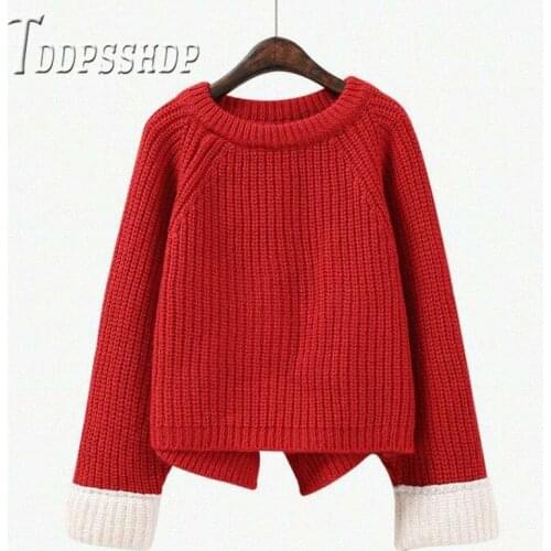 2019 Korean Lazy Style Thick Knitting Women Sweater Bat Sleeve Hong Kong Style Female Pullover Sweaters