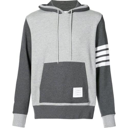 2021 Fashion TB THOM Brand hooded Men Sweatshirts Hoodies Patchwork Casual Sportswear Coat Panelled Pullovers Mens Clothing