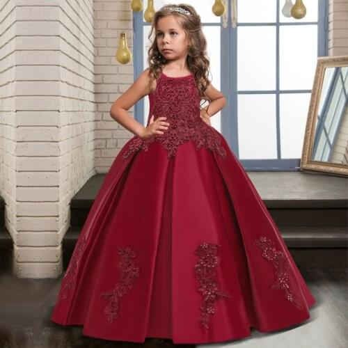 2021 Teenager Evening Dress For Girls Kids Dresses Children Flower Princess Dress Pageant Girl Party Wedding Dress 8 10 12 Years