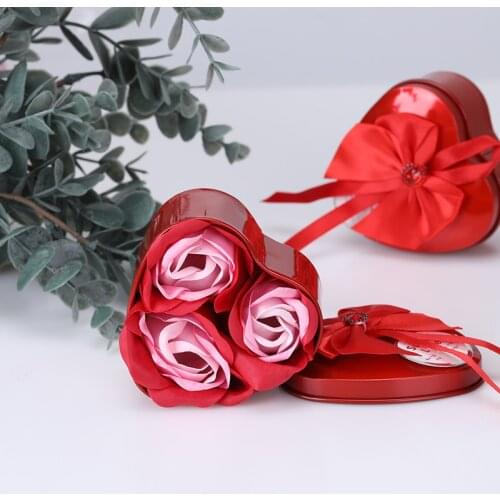 3Pcs Wedding Decoration Gift Festival Box ValentineS Day Gift Flower Soap Heart Scented Bath Body Petal Rose Flower Soap Case