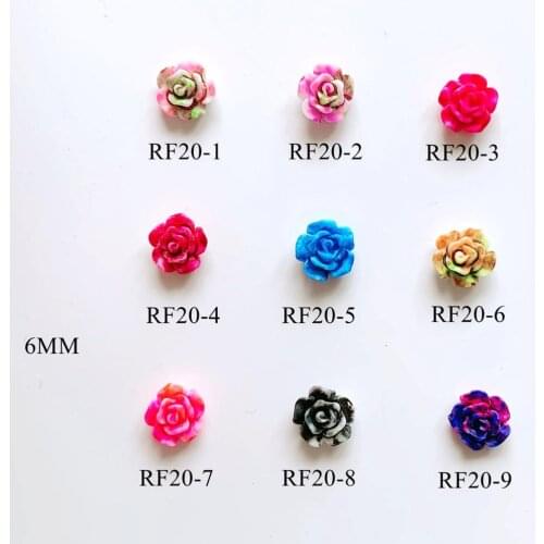 30pcs/bag Nail Art Resin Flower Decoration Different Color 6MM Rose Flower Deco