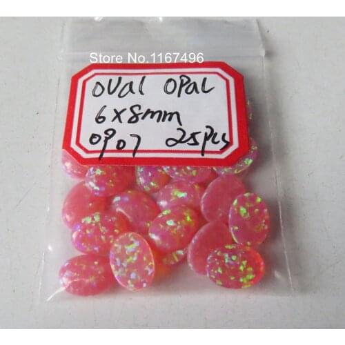 50pcs/ lot op07 6x8mm Oval Opal Oval Fire Opal Stone ,Synthetic Opal Stone, Oval Cabochon Opal