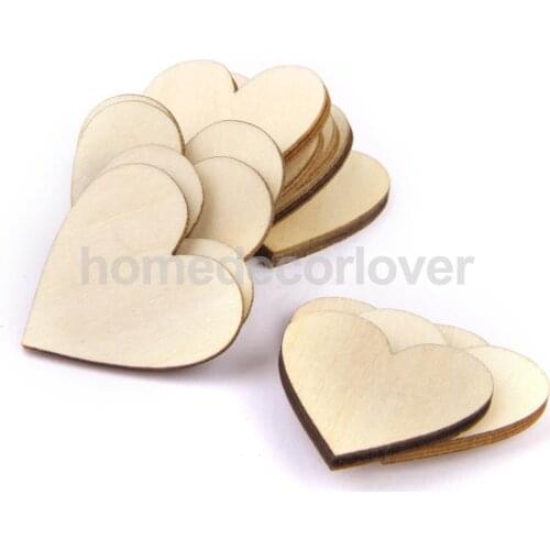 50pcs Unfinish Basswood Heart Pieces Embellishments Art Craft DIY Decor 30mm