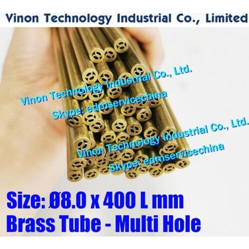 8.0x400LMM Brass Tube Multihole (30PCS/LOT),Brass EDM Tubing Electrode Multi-Channel Diam. 8.0 Length 400 for Electric Discharge