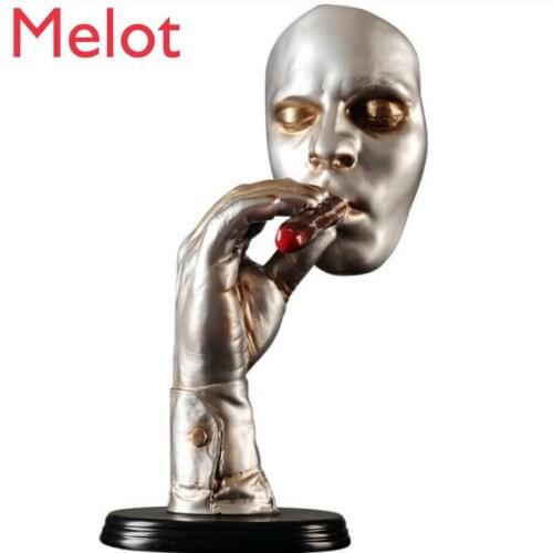 Retro Meditators Abstract Sculpture Man Smoking Cigar Creative Face Statue Character Resin Figurine Artwork Home Decorations
