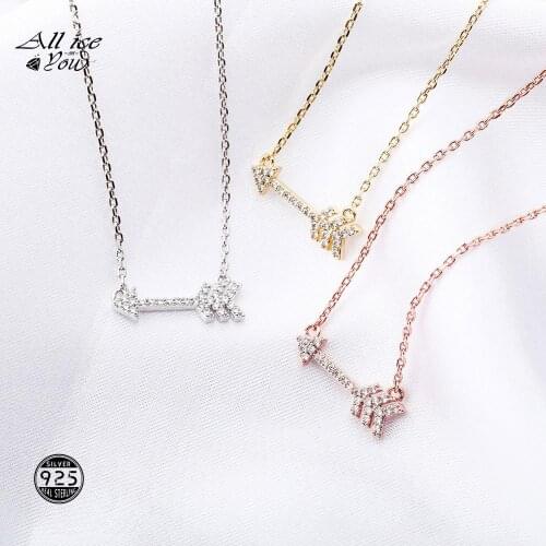 ALLICEONYOU 925 Sterling Silver High Quality Iced Out Cubic Zirconia Cupids Arrow Pendant&Necklace Hip Hop Fashion Jewelry Gift