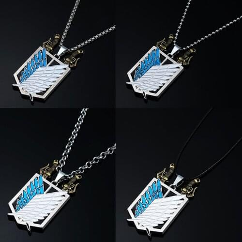 Anime Attack On Titan Necklaces Shingeki No Kyojin Necklace Wings of Liberty Weapon Pendant Scouting Cosplay Jewelry Collares