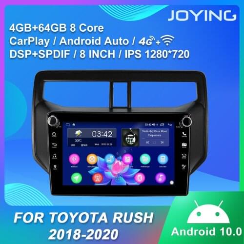 JOYING 1 din car radio player 4GB RAM+64GB RAM head unit GPS Navigation tape recoder stereo RDS FM IPS for TOYOTA Rush 2018-2020