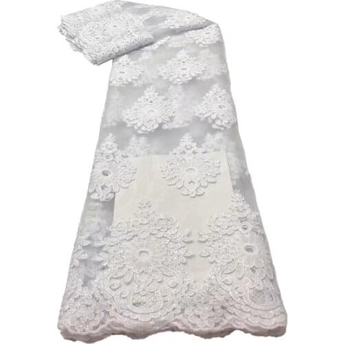 Pure White Nigeria French Milk Silk Lace Fabric With Sequins African Lace Fabric 2021 High Quality Lace Mesh Net Lace For Dress