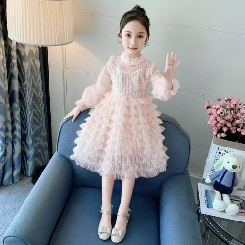 4-14Years Kids Girls Long Sleeve Princess Dress Children Spring Party Dresses for Girls Toddler Baby Fall Clothes 5 6 8 10 12 13