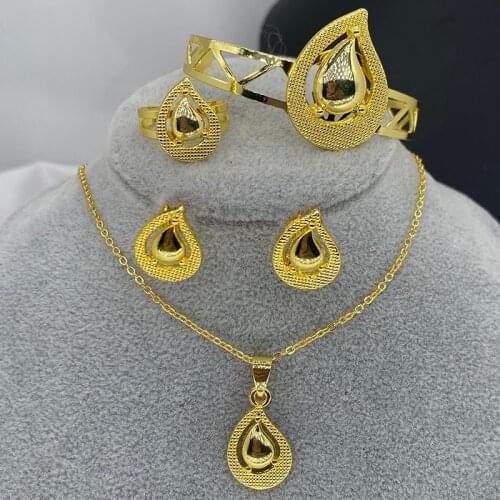 Ethiopian Kids Dubai Jewelry Set for Baby Necklace/pendant/Earring 18k Gold Color Africa Europe Child Birthday Gift