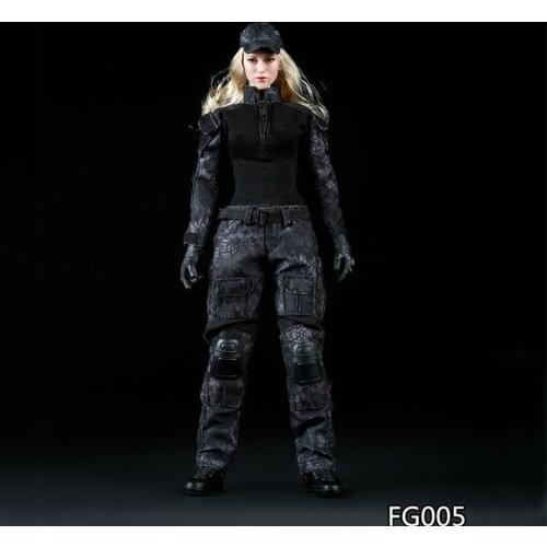 FG005 1/6 Scale Female Clothes Black Camouflage Combat Uniforms set Fit For 12'' Action Figure Dolls