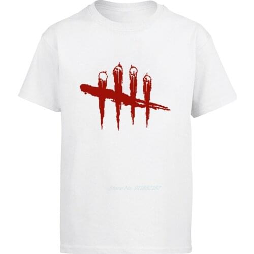Dead By Daylight The Game Theme Mens Black And White Striped T-Shirt Short Sleeve Shirt Red, green and black pattern Tee Shirt