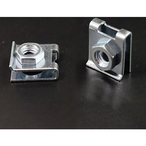 JEAZEA 10Pcs 6mm U Type Fastener Fixed Car License Clamp Retainers Metal Clips For Motor Vehicles