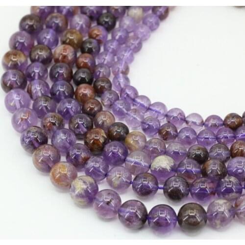 5 6 7 8 10mm round natural A+ purple ghost crystal stone loose beads female fit diy necklace bracelet jewelry findings 15" B3468