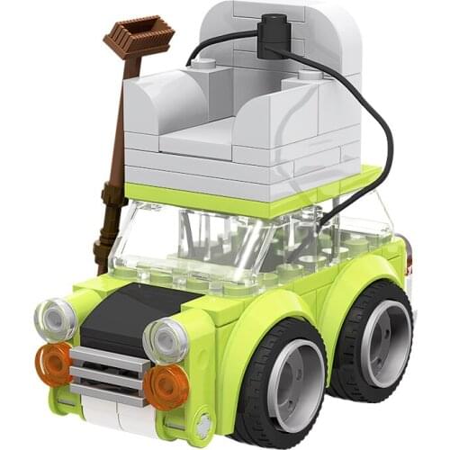 MOC Mr. Beans Green Mini Car Roof with Sofa Classic Speed Chumps Beans Movie Vehicle Building Blocks Model Ideas Toys Gift