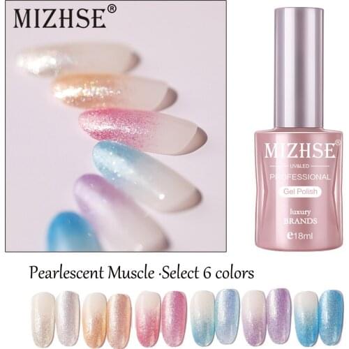 MIZHSE 18ML UV Color Pearl Glitter Gel Nail Polish Soak Off Nail Polish Long Lasting DIY Gel Hybrid Varnish Matte Top Base