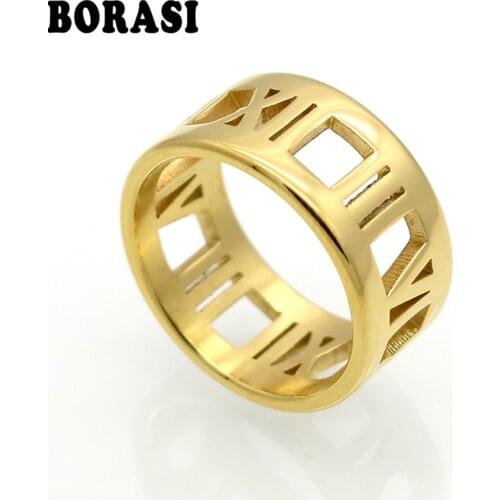 Fashion Roman Number Ring Punk Couple Rings Rose Gold Color Rings For Women Stainless Steel Ring Finn Jewelry Wholesale