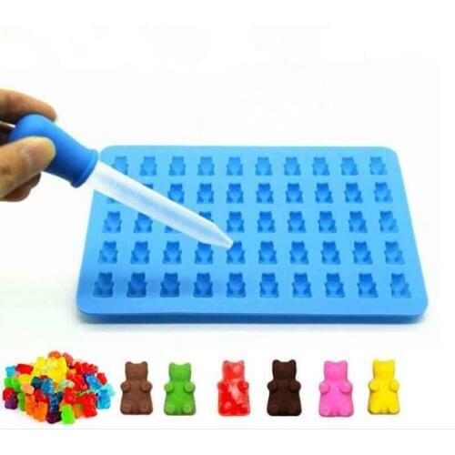 Fashion Bear Chocolate Fondant Cake Molds Tools Mold 1 Set 50 Cavity Silicone Gummy Candy Maker Tray Jelly High Quality Mould