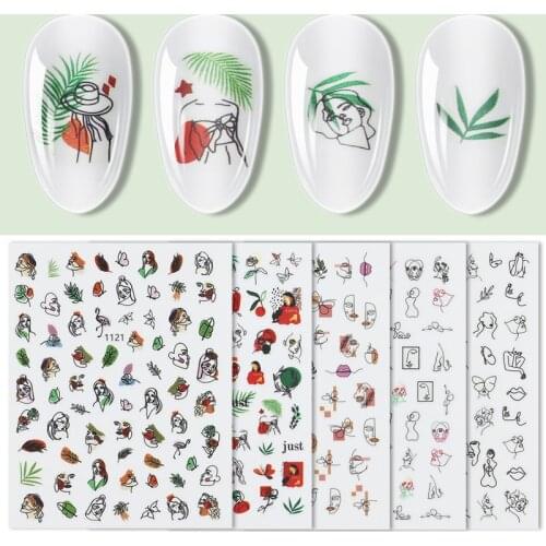 Drop Ship New Nail Sticker Geometric Abstract Line Nails Inspired Decals Art 3D Adhesive Sliders Manicure Accessory