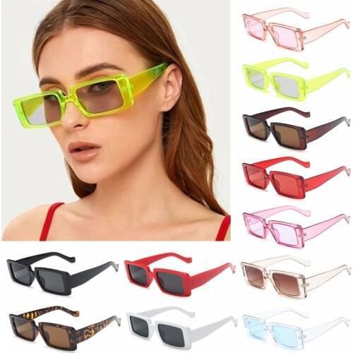 Candy Color Vintage Wide Frame Women Sunglass Small Rectangle Sunglasses Travel Female UV400 Lens Trendy Hiking Eyewear