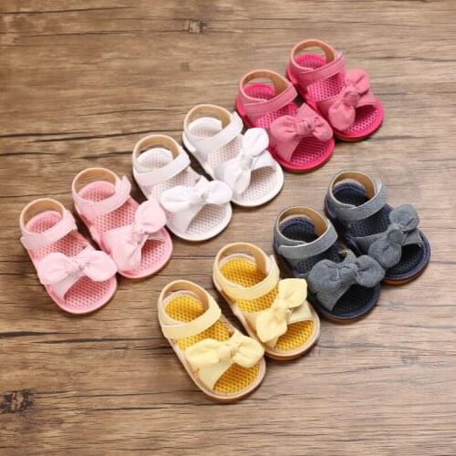 Toddler Baby Girls Summer Bow Sandals Soft Sole Non-Slip Open Toe Flats Infant Prewalkers Multi-Color Crib Baby Moccasins