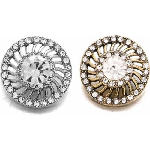 Wholesale metal Rhinestone Snap Buttons w252 flowers Diy Jewelry fit 18mm Snap button Necklaces/Bracelets for women