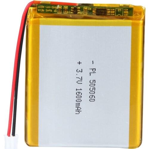YDL 3.7V 1600mAh 505060 Rechargeable Lipo Battery with JST Connector