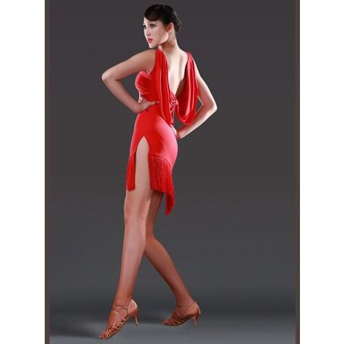 Latin Dance Dress Sexy Tassels Velvet franjas roupas danskleding Dancing Shirts Tanzrock Latein Samba vestido baile latino mujer