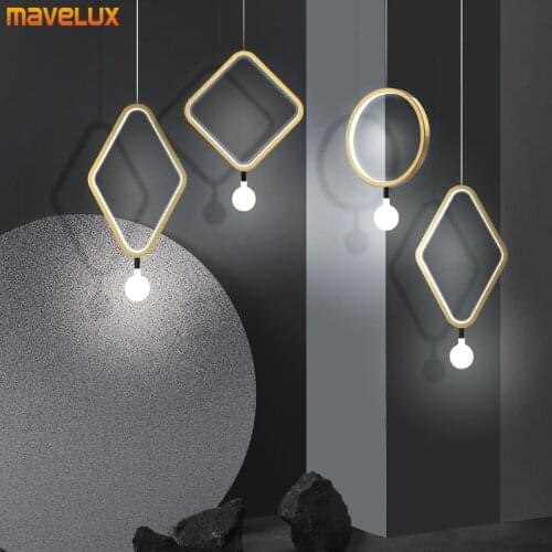 New Gold Ring Pendants For Kitchen Dining Table Studyroom Bedroom Apartment Living Room Foyer Indoor Home Simple LED Fixtures