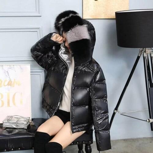Natural Fox Fur Collar Down Parka Winter Down Jacket Women Long White Duck Outwear Ultralight Hooded Thin Hat Coat