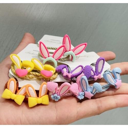 12Pcs/Set Girls Animal Ears Rabbit Rubber Elastic Hair Bands Children Ponytail Holder Scrunchie Headband Kids Hair Accessories