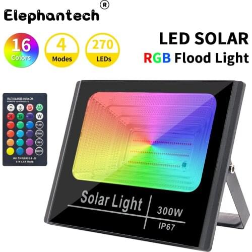 RGB Colorful Outdoor Waterproof Colorful 100W 200W 300W Solar Flood Light Spotlight Garden Solar LED Flood Lights Remote Control