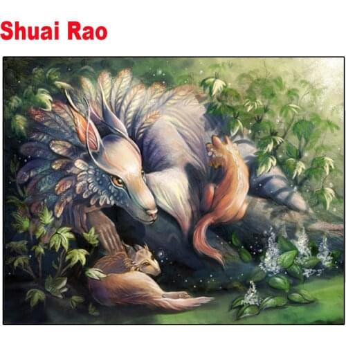 Christmas Diamond Mosaic Fantasy Magical animals,5D Diy Diamond Embroidery Rhinestones Of Pictures Diamond Painting Fox
